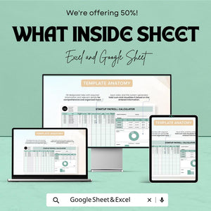Startup Payroll Calculator Sheet | Excel and Google Sheets Template | Salary, Deductions & Taxes Tracker | 50% OFF