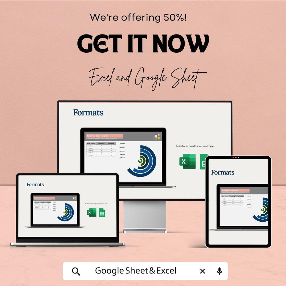 Radial Bar Chart Template for Excel & Google Sheets - Compare Data with Style