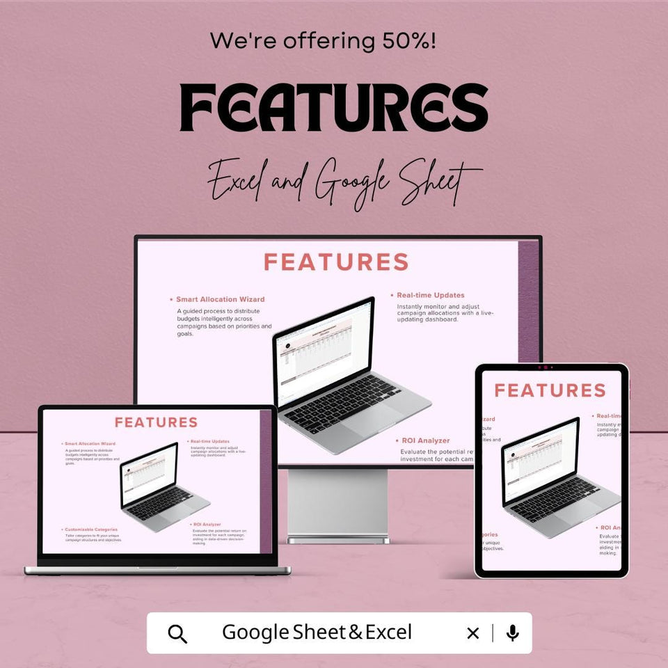 Marketing Campaign Budget Allocator Sheet | Excel and Google Sheets Template | Budget Allocation & ROI Optimization Tool