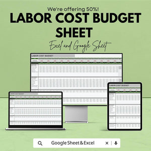 Labor Cost Budget Sheet | Excel and Google Sheets Template | Employee Labor Tracking & Cost Estimation Tool