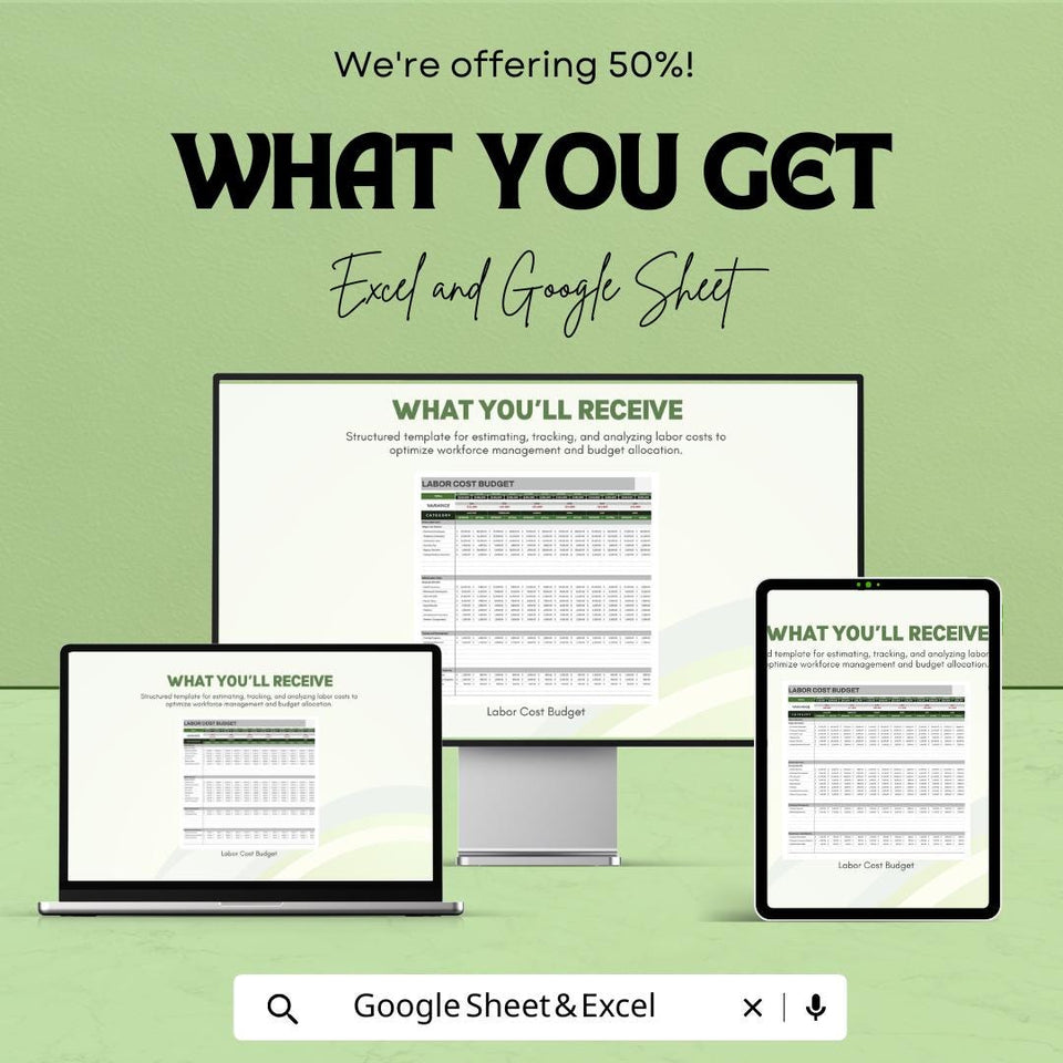 Labor Cost Budget Sheet | Excel and Google Sheets Template | Employee Labor Tracking & Cost Estimation Tool
