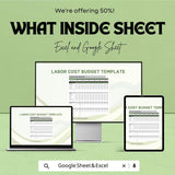 Labor Cost Budget Sheet | Excel and Google Sheets Template | Employee Labor Tracking & Cost Estimation Tool