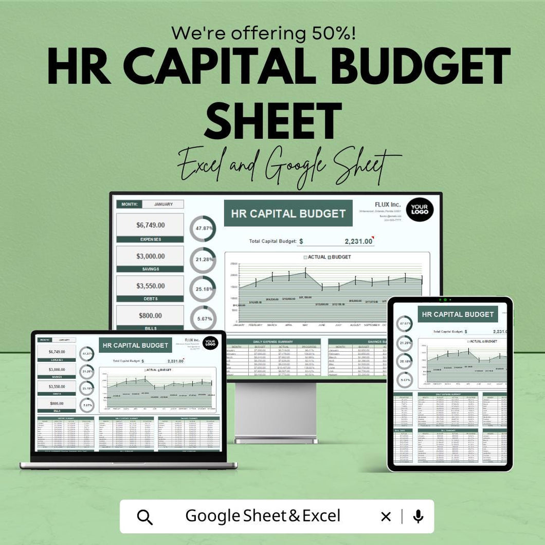 HR Capital Budget Sheet - Google Sheet Template for Workforce Planning & Financial Management | Strategic Planning, Expense Management