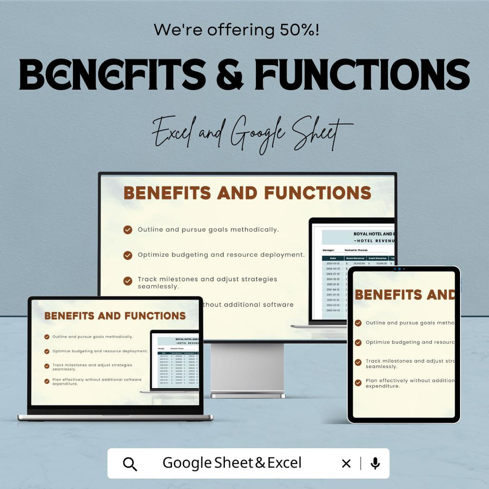 Hotel Revenue Budget Sheet – Excel & Google Sheets – Efficient Financial Planning for Hotels – 50% OFF
