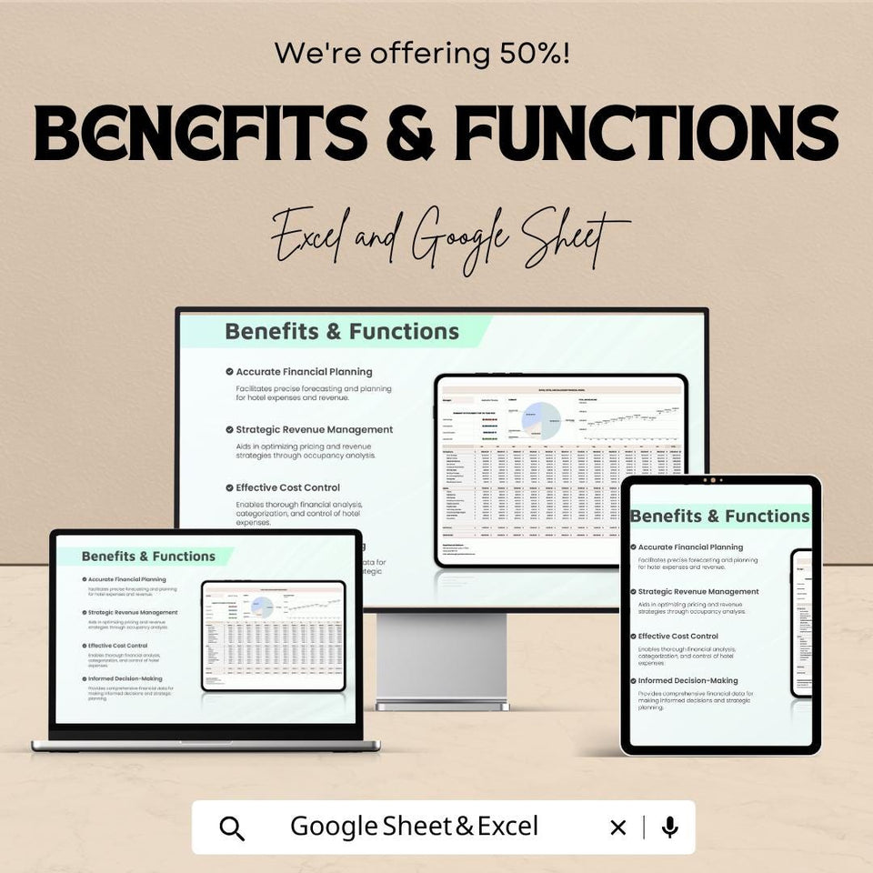 Hotel Budget Financial Model Sheet – Excel & Google Sheets – Comprehensive Financial Planning for Hotels – 50% OFF