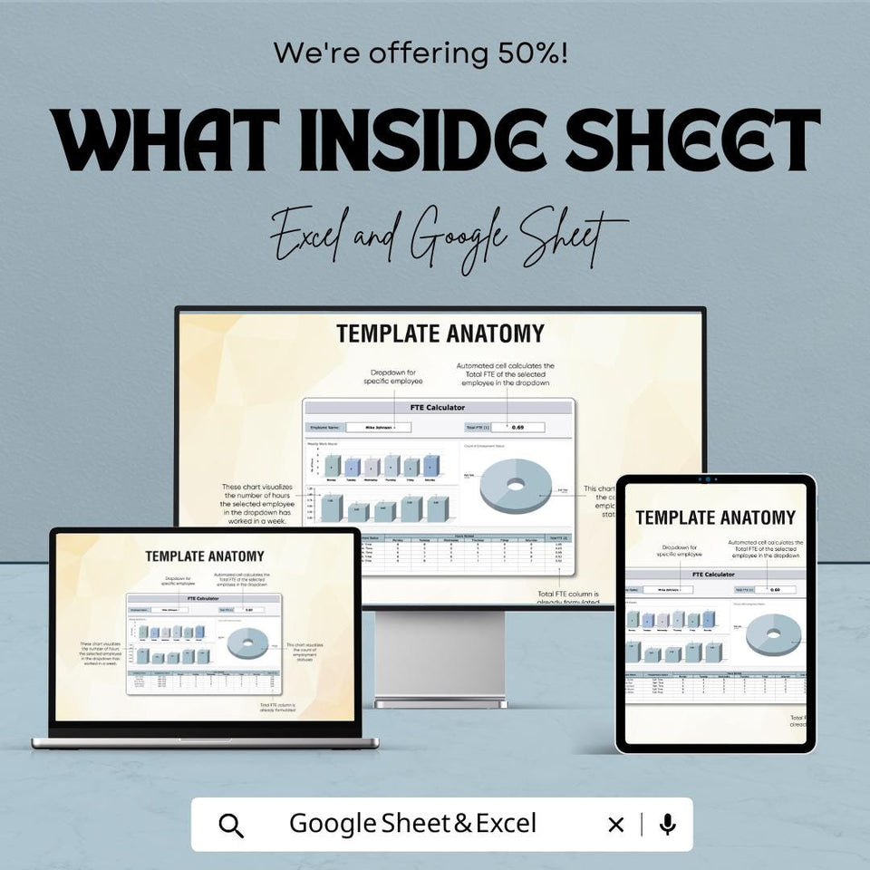 FTE Calculator Sheet – Excel and Google Sheets Template for Workforce Planning & Resource Allocation – 50% Off