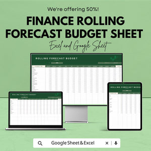 Finance Rolling Forecast Budget Sheet – Excel and Google Sheets – Plan & Track Your Finances with Ease – 50% OFF