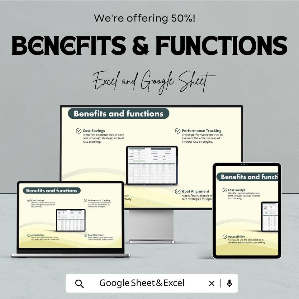 Finance Interest Rate Impact Calculator – Excel and Google Sheets Template for Loan & Investment Analysis – 50% Off