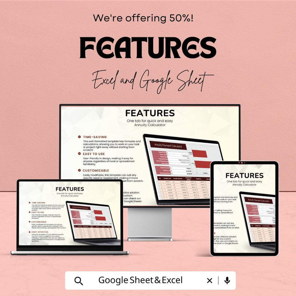 Annuity Calculator Sheet – Excel & Google Sheets Template for Accurate Financial Planning – 50% Off