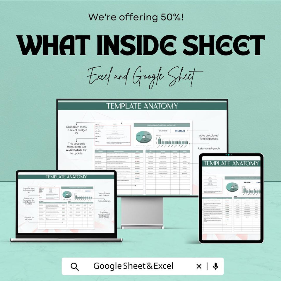 Account Budget Audit Preparation Sheet – Excel and Google Sheets – Personalize Your Budgeting & Auditing Process – 50% OFF