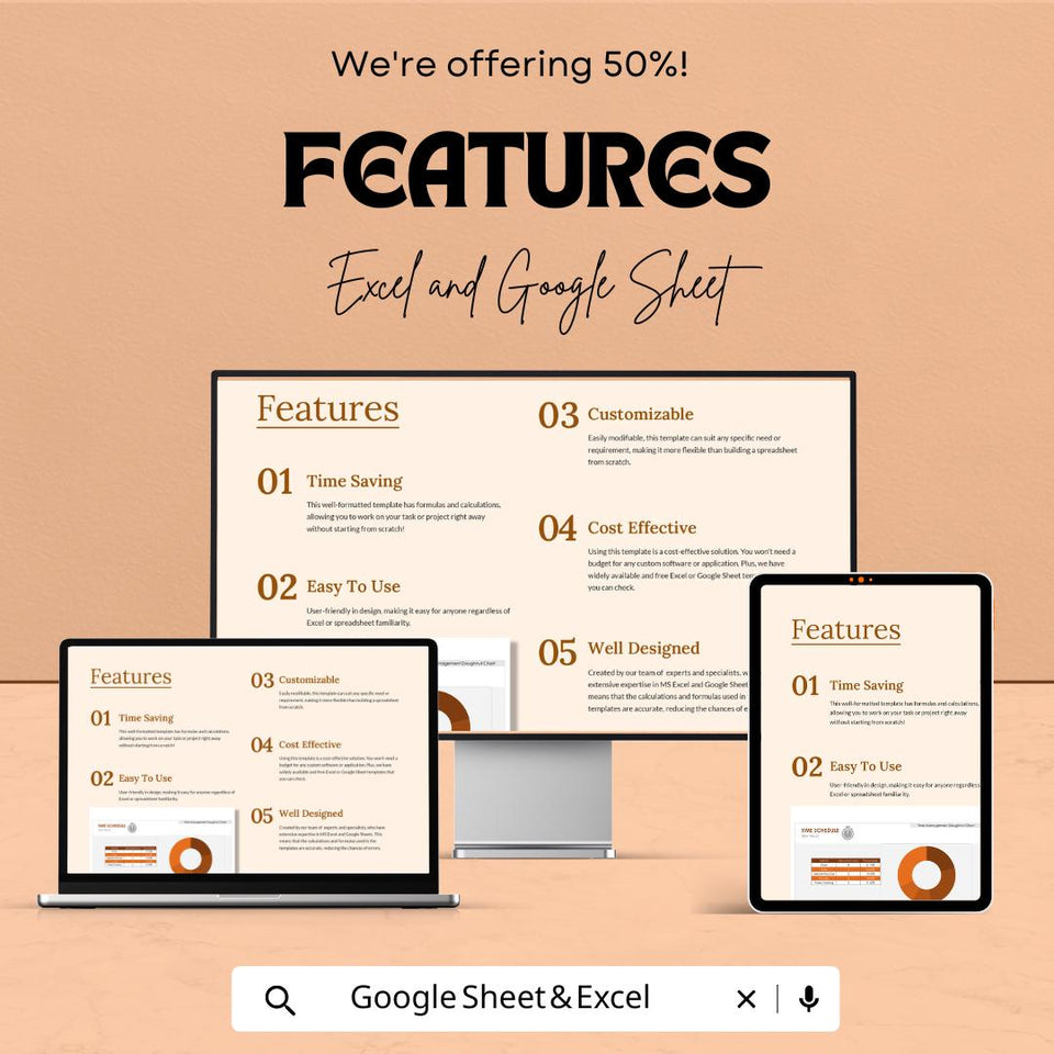 Time Management Doughnut Chart Sheet – Excel & Google Sheets Template for Efficient Task Scheduling, Time Allocation,