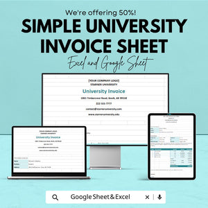 Simple University Invoice Template - Excel & Google Sheets - Easy-to-Use Customizable Invoice for Educational Institutions