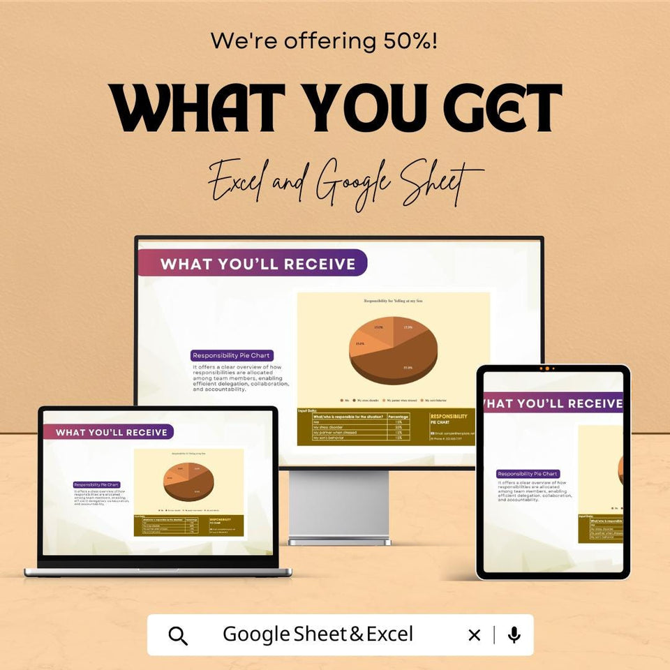Responsibility Pie Chart Sheet - Excel & Google Sheets Template for Tracking Accountability and Role Distribution