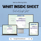 Invoice Tab Template - Excel & Google Sheets - Simple, Customizable Invoice Tracker for Businesses